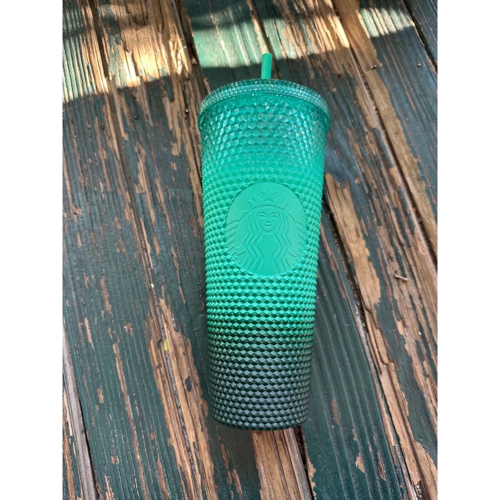 Starbucks Ombre Studded Tumbler Green Teal 24oz Cold Cup Venti Grid 011137635